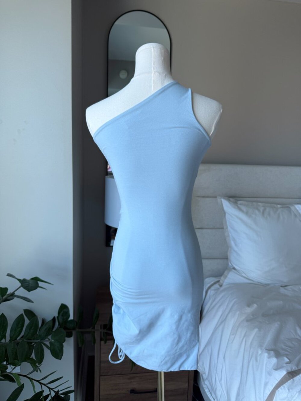 Oh Polly Asymmetric Mini Dress in Blue - Picture 4 of 6